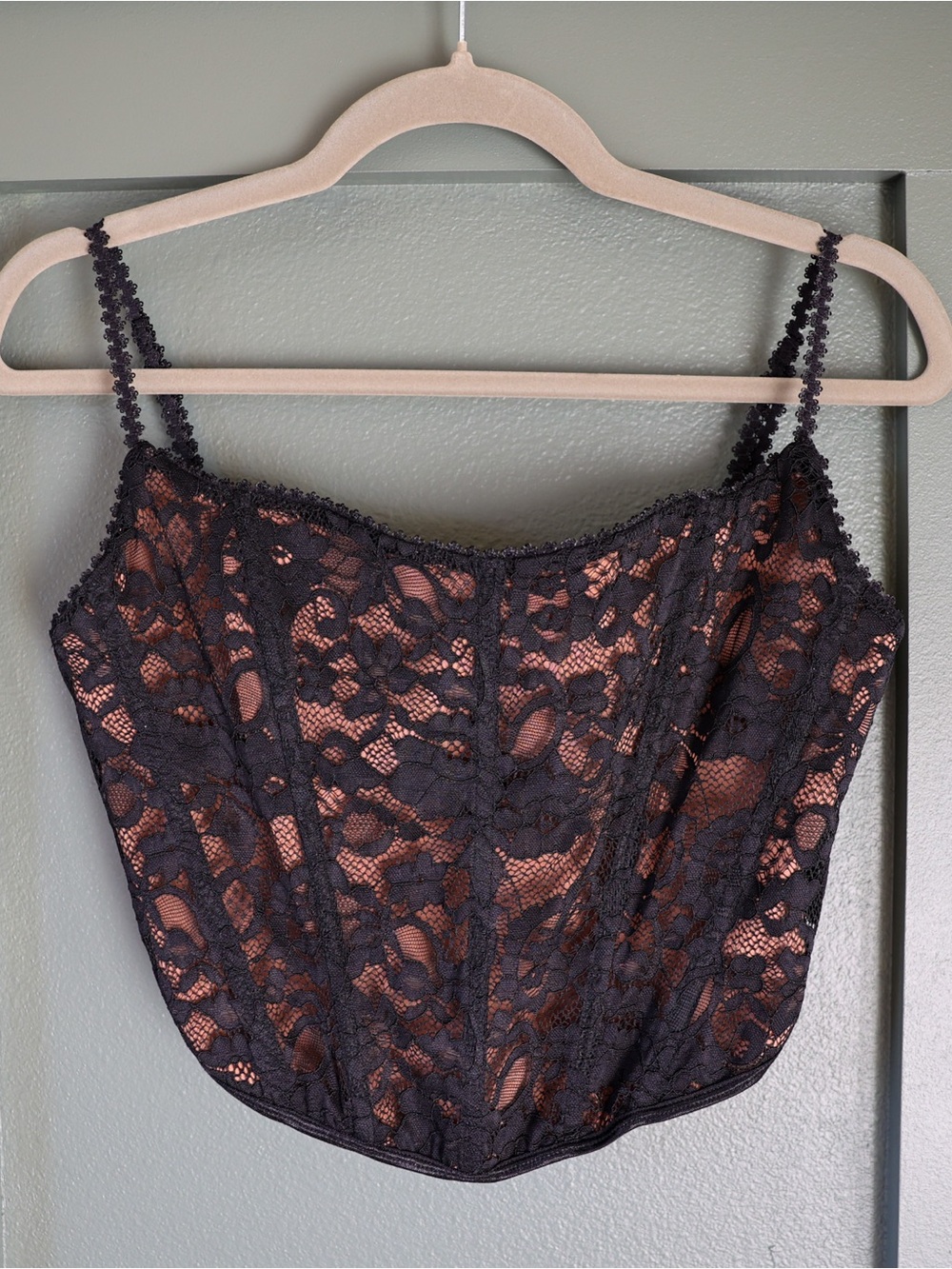 Dynamite Black Lace Corset-Style Cami NWT